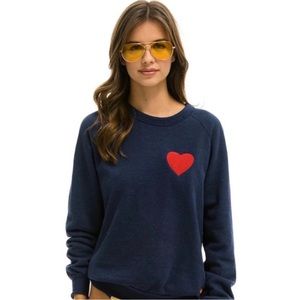 Heart Embroidery, Grey Sweatshirt - Aviator Nation